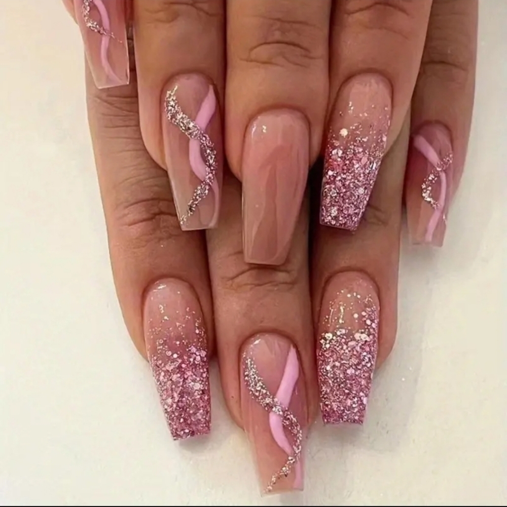 24 reusable sparkle press on nails